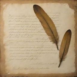 An antiquated, yellowed piece of parchment, adorned with beautifully formed, ink feather pen written letters, reflecting pre-industrial era sentiments and artistry