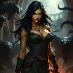 A dramatic portrayal of Kaileena, the Empress of Time from 'Prince of Persia: Warrior Within', depicted in a powerful fantasy scene