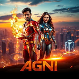 A cinematic sci-fi futuristic action film poster titled 'AGNI'