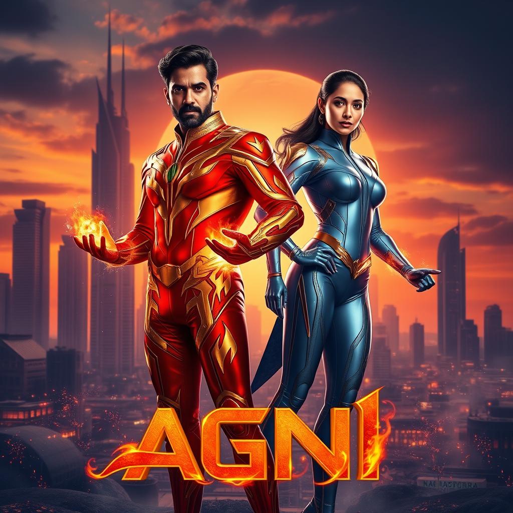 A cinematic sci-fi futuristic action film poster titled 'AGNI'