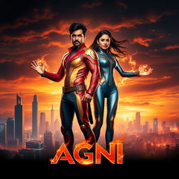 A cinematic sci-fi futuristic action film poster titled 'AGNI'