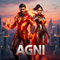 A visually captivating cinematic sci-fi futuristic action film poster titled 'AGNI'