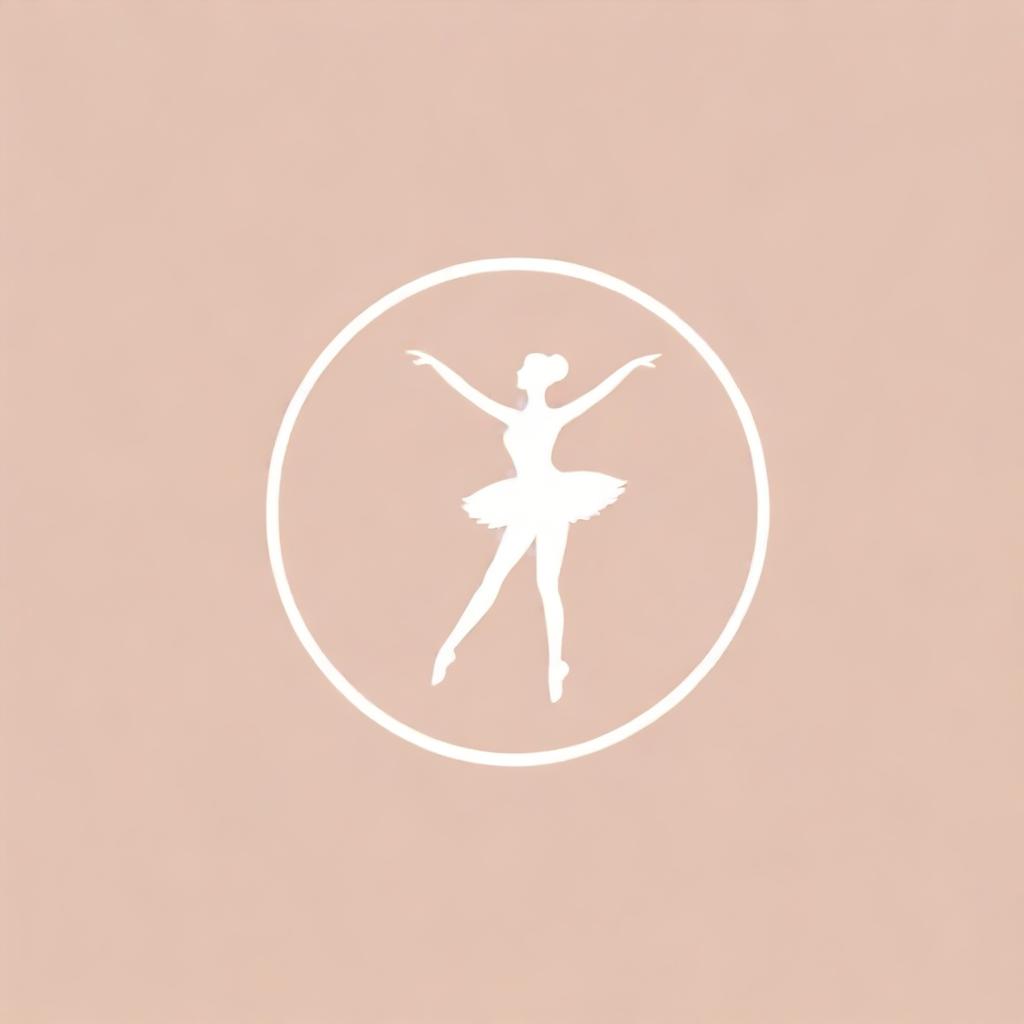 A sophisticated and elegant logo for a makeup brand, incorporating elements of ballet such as pointe shoes, tutus, or ballet poses in the design, in a palette of soft pinks and whites.