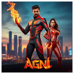 An impressive cinematic sci-fi futuristic action film poster titled 'AGNI'