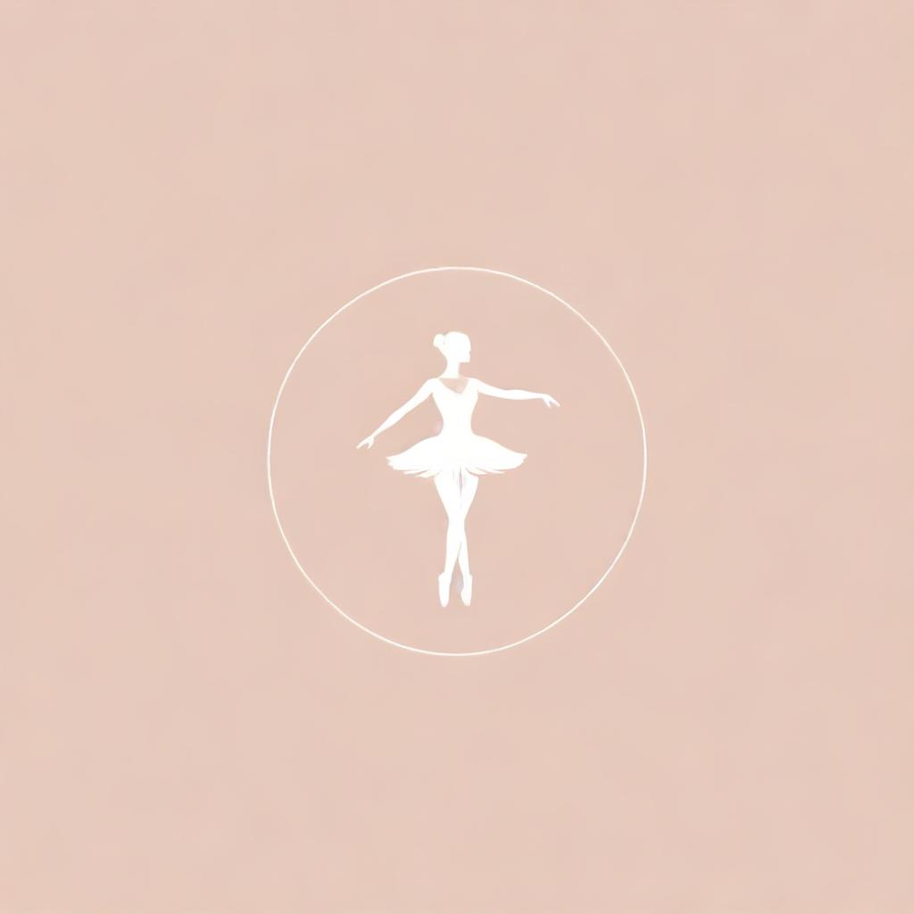 A sophisticated and elegant logo for a makeup brand, incorporating elements of ballet such as pointe shoes, tutus, or ballet poses in the design, in a palette of soft pinks and whites.