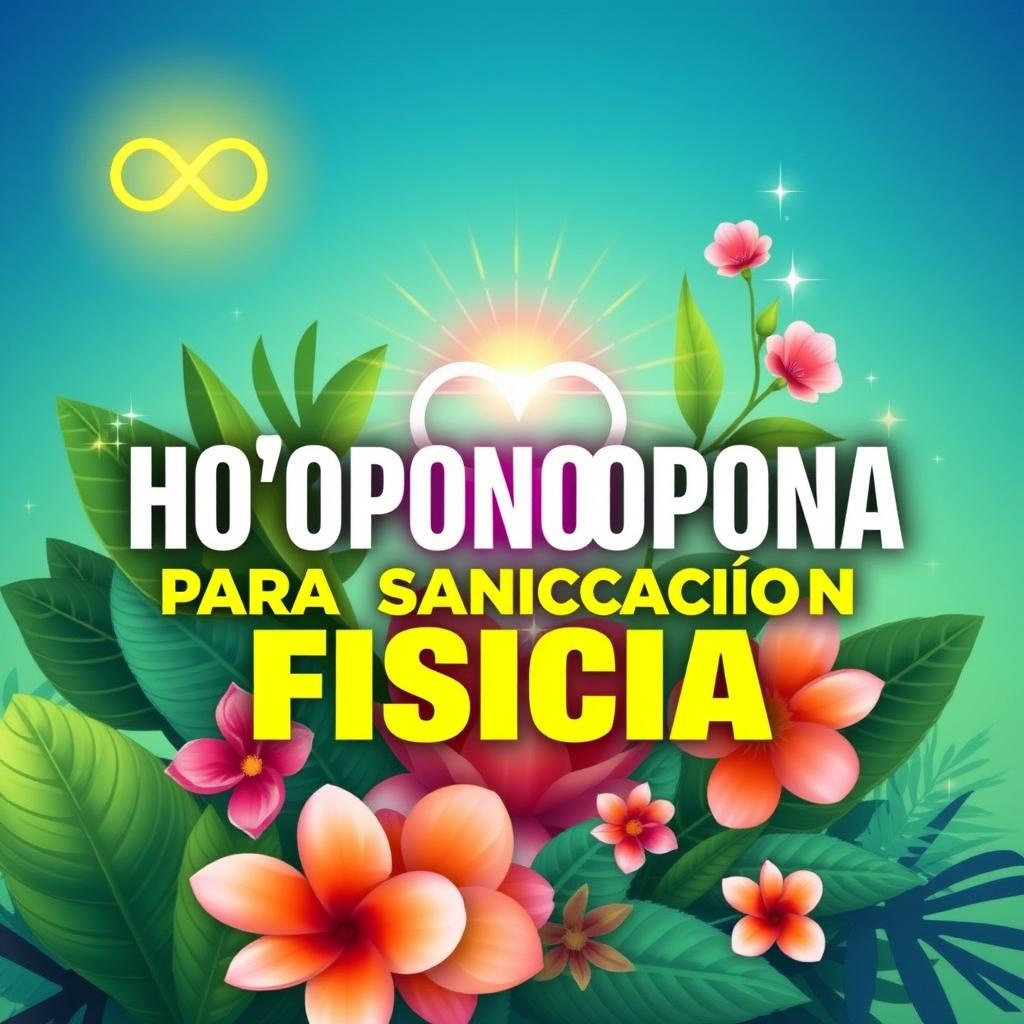 A vibrant and eye-catching YouTube thumbnail titled 'Ho'oponopono para Sanación Física'