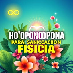 A vibrant and eye-catching YouTube thumbnail titled 'Ho'oponopono para Sanación Física'