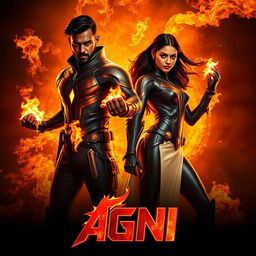 A cinematic sci-fi futuristic action film poster titled 'AGNI'