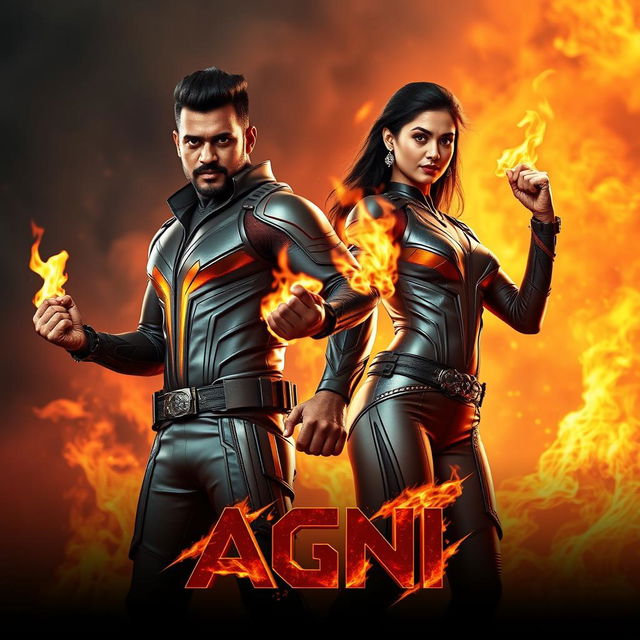 A cinematic sci-fi futuristic action film poster titled 'AGNI'