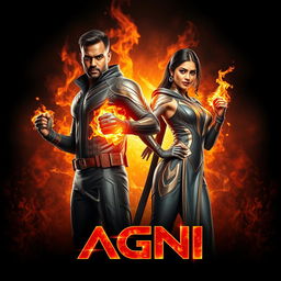 A cinematic sci-fi futuristic action film poster titled 'AGNI'