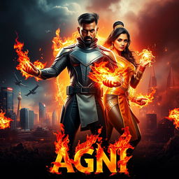 A cinematic sci-fi futuristic action film poster titled 'AGNI'