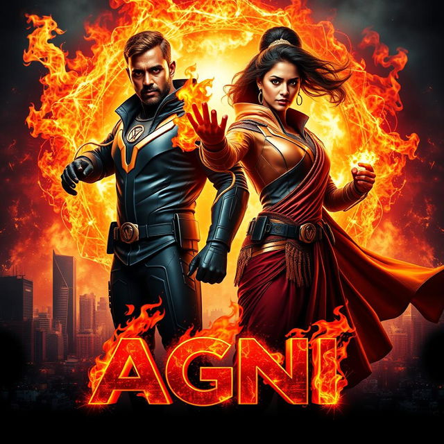 A cinematic sci-fi futuristic action film poster titled 'AGNI'