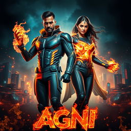 A cinematic sci-fi futuristic action film poster titled 'AGNI'