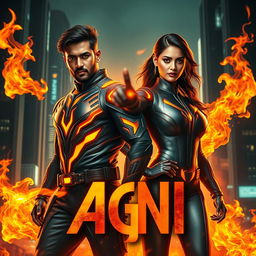 A dynamic and cinematic sci-fi futuristic action film poster titled 'Agni'