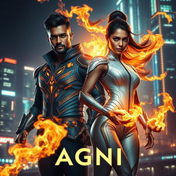 A captivating and striking sci-fi futuristic action film poster titled 'Agni'