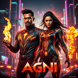 A captivating and striking sci-fi futuristic action film poster titled 'Agni'