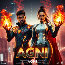 An electrifying and visually stunning sci-fi action film poster titled 'Agni'