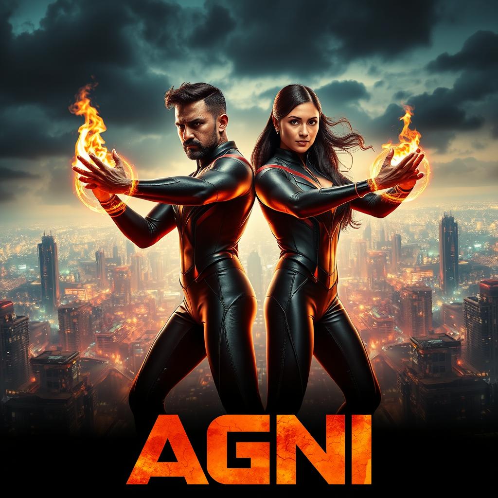 A cinematic sci-fi futuristic action film poster titled 'AGNI'