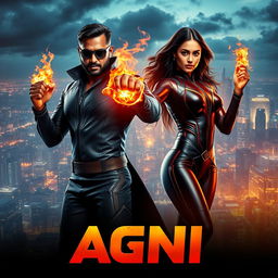 A cinematic sci-fi futuristic action film poster titled 'AGNI'