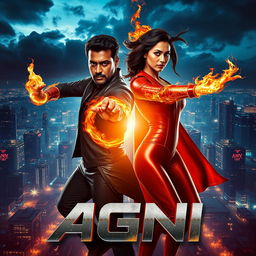 A cinematic sci-fi futuristic action film poster titled 'AGNI'