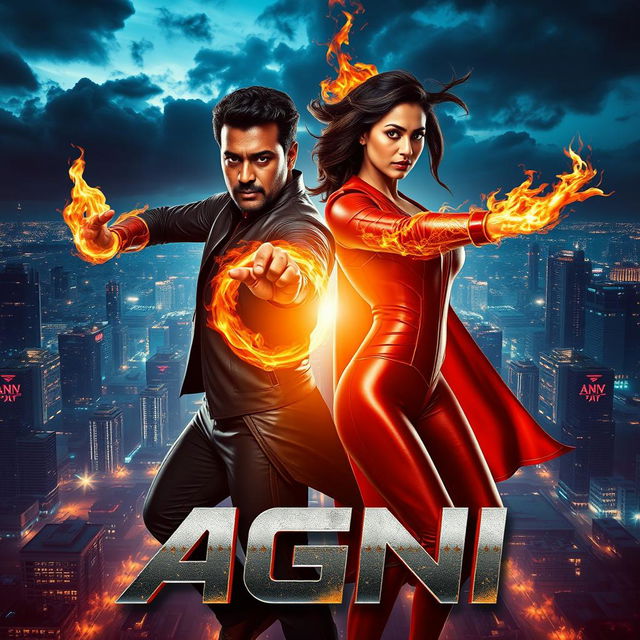 A cinematic sci-fi futuristic action film poster titled 'AGNI'