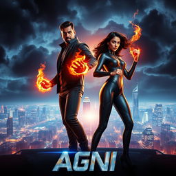 A cinematic sci-fi futuristic action film poster titled 'AGNI'