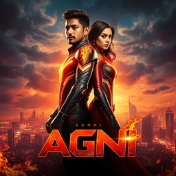 A cinematic sci-fi futuristic action film poster titled 'AGNI'