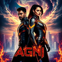 A cinematic sci-fi futuristic action film poster titled 'AGNI'