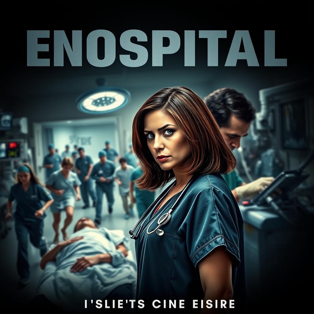 A dramatic hospital movie poster featuring a bustling emergency room scene