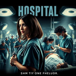 A dramatic hospital movie poster featuring a bustling emergency room scene