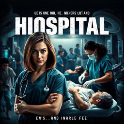 A dramatic hospital movie poster featuring a bustling emergency room scene