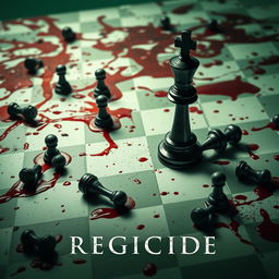 The movie cover for 'REGICIDE' features a surreal chessboard in disturbing shades of green and white, reminiscent of another world