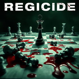 The movie cover for 'REGICIDE' features a surreal chessboard in disturbing shades of green and white, reminiscent of another world