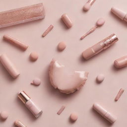 An elegant collection of makeup products, each thoughtfully designed with ballet motifs such as ballerina silhouettes, pointe shoes, and tutus.