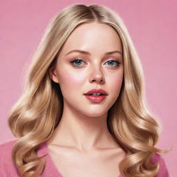 An illustrated rendition of the character Regina George from the movie 'Mean Girls', but portrayed by actress Amanda Seyfried, showcasing her unique features and blonde hair.