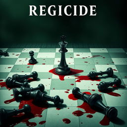 The movie cover of REGICIDE features an unsettling chessboard in disturbing shades of green and white, reminiscent of another world