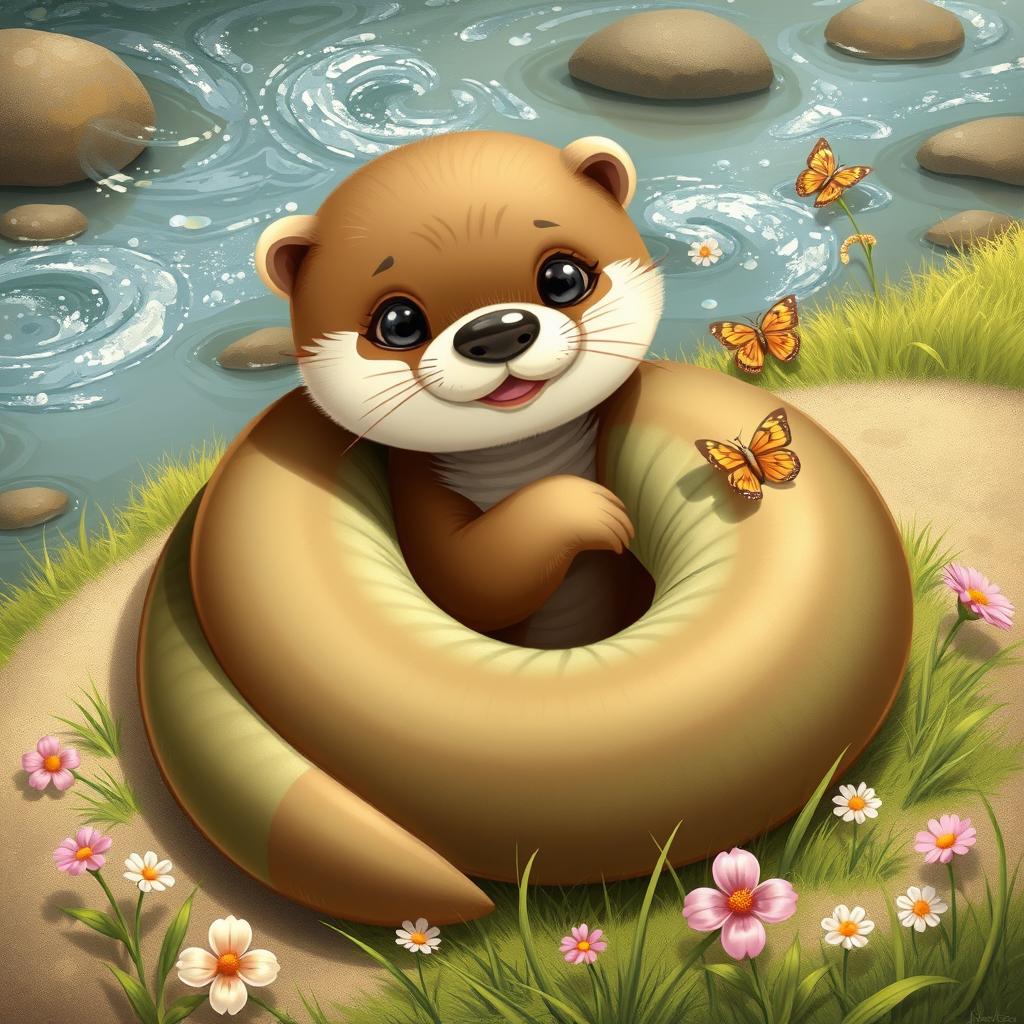 A cute and cuddly creature that is a delightful blend of an otter and a snake