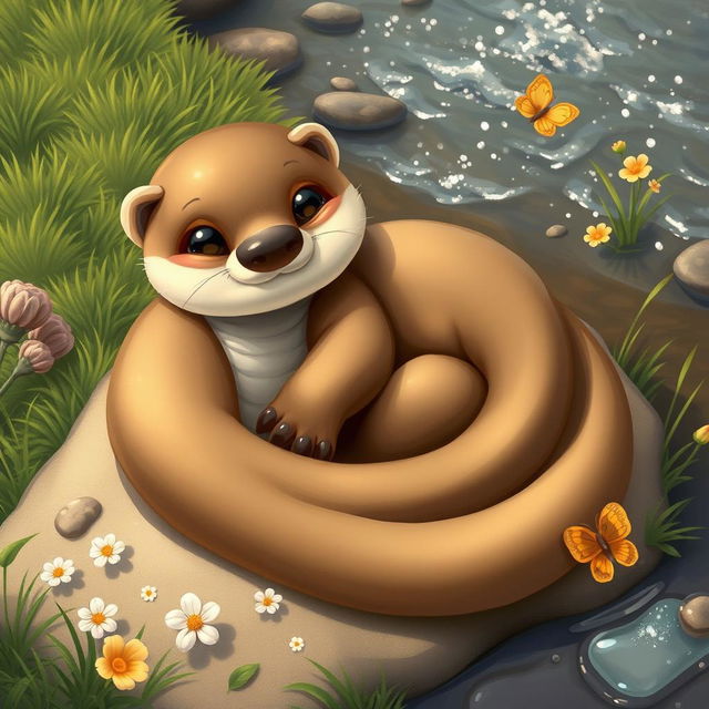 A cute and cuddly creature that is a delightful blend of an otter and a snake