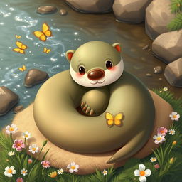 A cute and cuddly creature that is a delightful blend of an otter and a snake