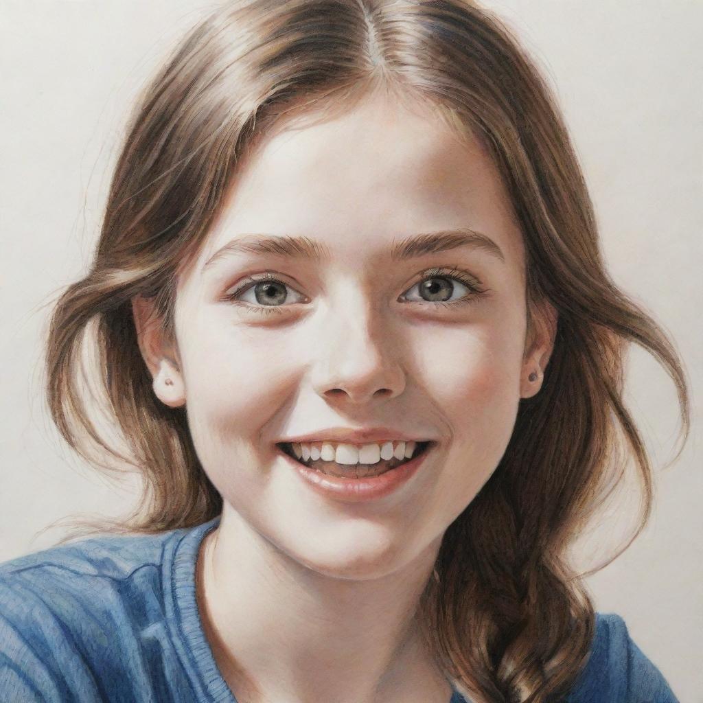 A detailed drawing of a girl, capturing her youthful energy and lively personality.