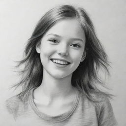 A detailed drawing of a girl, capturing her youthful energy and lively personality.