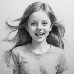 A detailed drawing of a girl, capturing her youthful energy and lively personality.