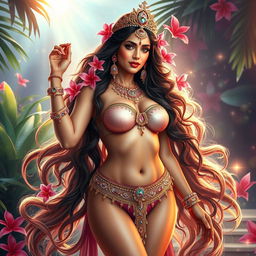 An exceptionally stunning Indian goddess princess, radiating beauty a million times beyond imagination, combining the exquisite features of Madhuri Dixit and Aishwarya Rai