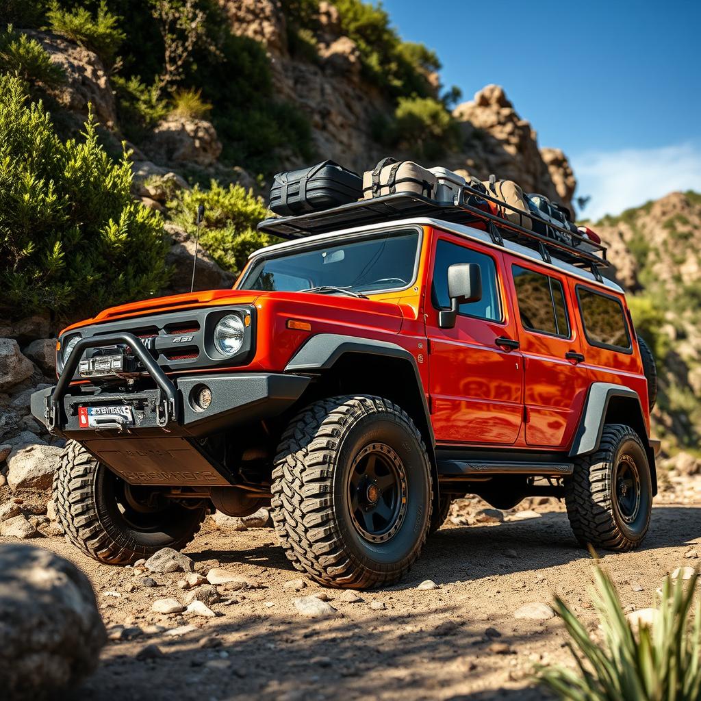 A rugged Zafria C tourer equipped with big off-road tires and an array of off-road gear