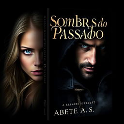 A captivating book cover for a novel titled 'Nas Sombras do Passado' by Elisabete A