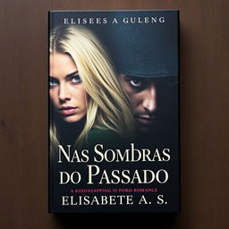 A captivating book cover for a novel titled 'Nas Sombras do Passado' by Elisabete A