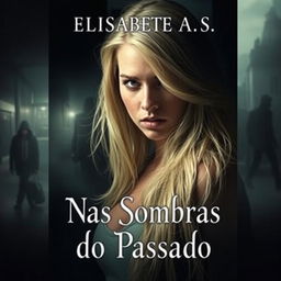 A book cover depicting a thrilling and romantic story titled "Nas Sombras do Passado" by the author Elisabete A