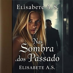 A book cover depicting a thrilling and romantic story titled "Nas Sombras do Passado" by the author Elisabete A