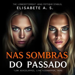 A book cover for a gripping romance thriller titled 'Nas Sombras do Passado' by Elisabete A