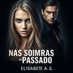 A book cover for a gripping romance thriller titled 'Nas Sombras do Passado' by Elisabete A